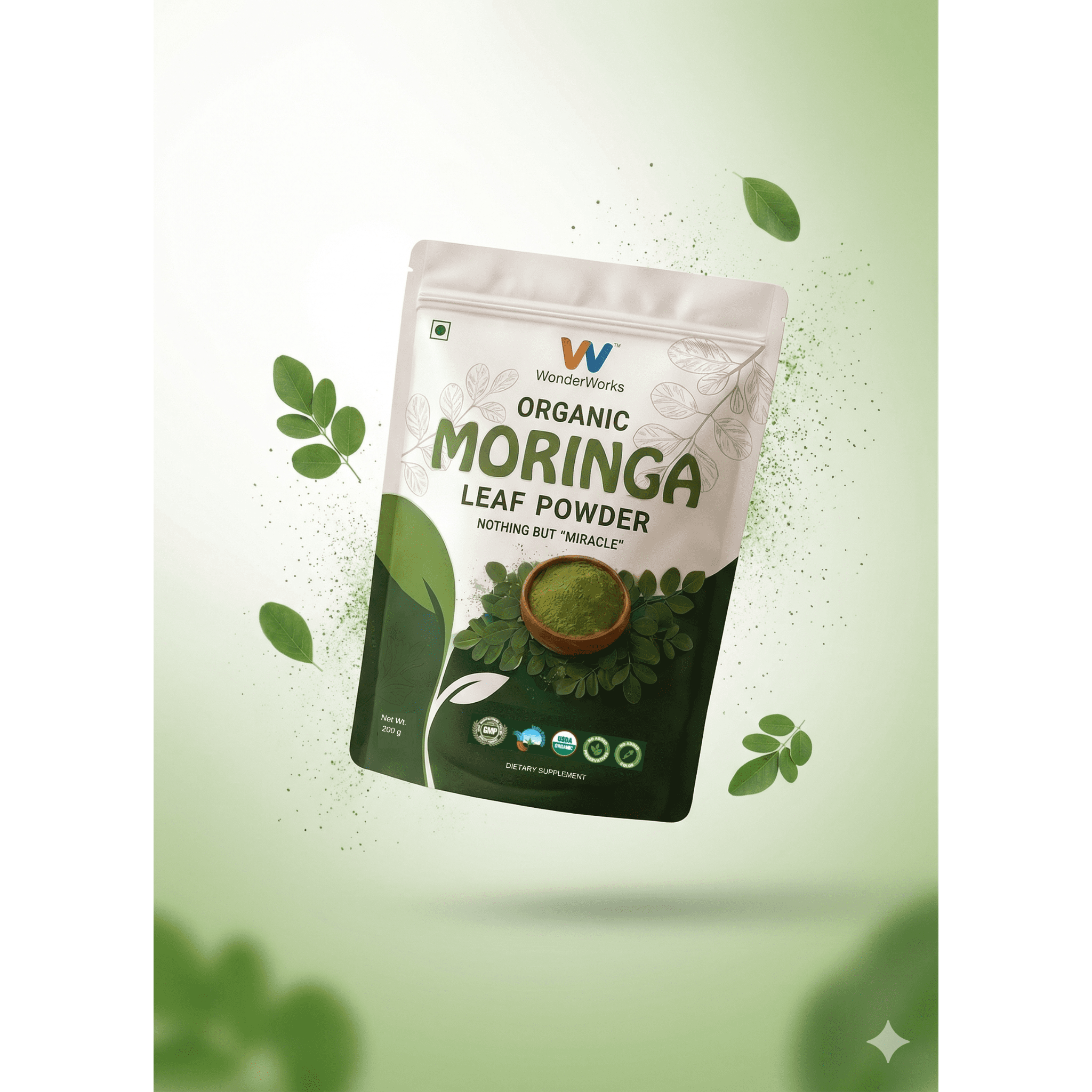 Wonderworks™ Organic moringa leaf powder- USDA certified | Made with pure moringa leaves | Immunity & Energy Booster | Vegan | Gluten-Free | 200 g - Image 15