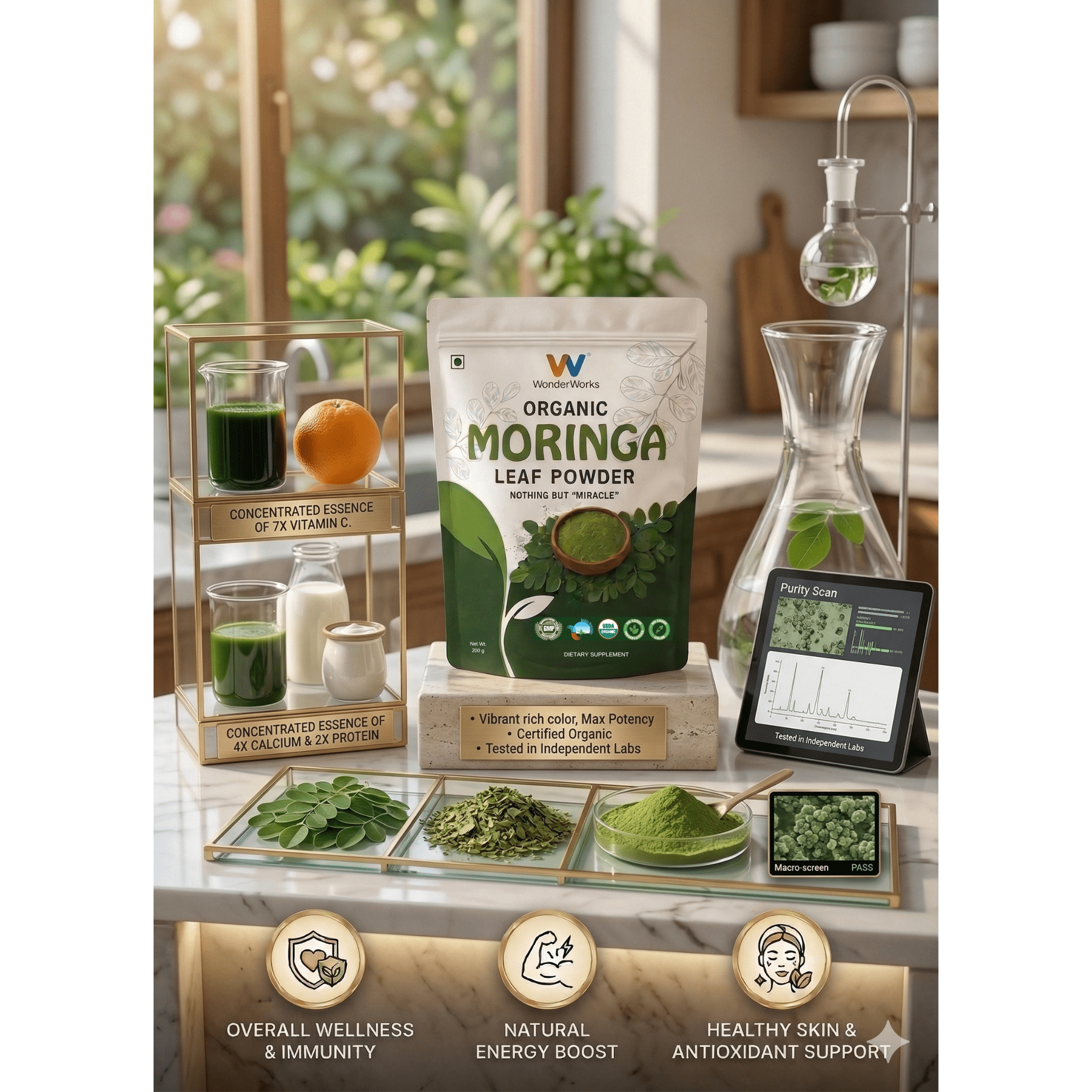 Wonderworks™ Organic moringa leaf powder- USDA certified | Made with pure moringa leaves | Immunity & Energy Booster | Vegan | Gluten-Free | 200 g - Image 17