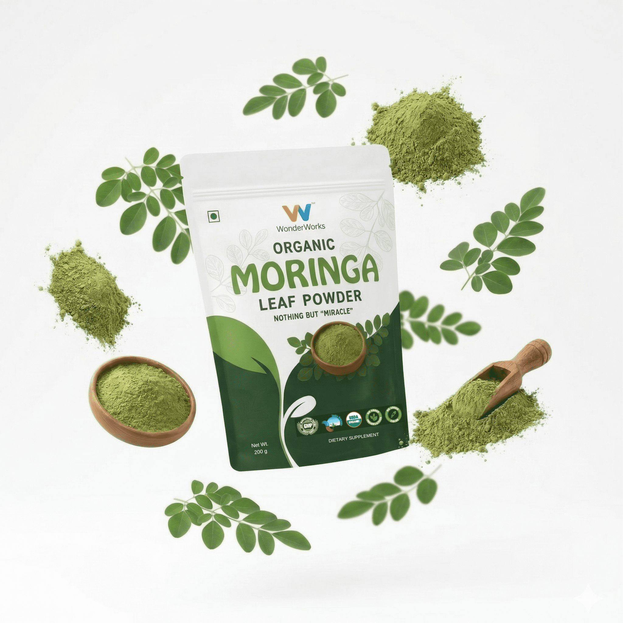 Wonderworks™ Organic moringa leaf powder- USDA certified | Made with pure moringa leaves | Immunity & Energy Booster | Vegan | Gluten-Free | 200 g - Image 18