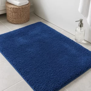 Wonderworks Doormat | Cotton Blend Solid Colour Rectangle Anti-Skid BathMats |Soft & Super Absorbent Mats for Shower |Washable & Quick-Drying Mats |Pack of 1 (Big Deep Blue, 80 cm x 50 cm)