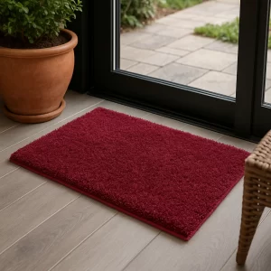 Wonderworks Doormat | Microfiber Solid Colour Rectangle Anti-Skid BathMats |Soft & Super Absorbent Mats for Shower |Washable & Quick-Drying Mats |Pack of 1 | 60 cm X 40 cm (Cranberry)
