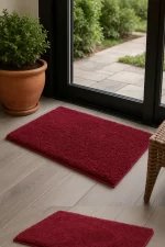 Wonderworks Doormat | Microfiber Solid Colour Rectangle Anti-Skid BathMats |Soft & Super Absorbent Mats for Shower |Washable & Quick-Drying Mats |Pack of 1 | 60 cm X 40 cm (Cranberry)
