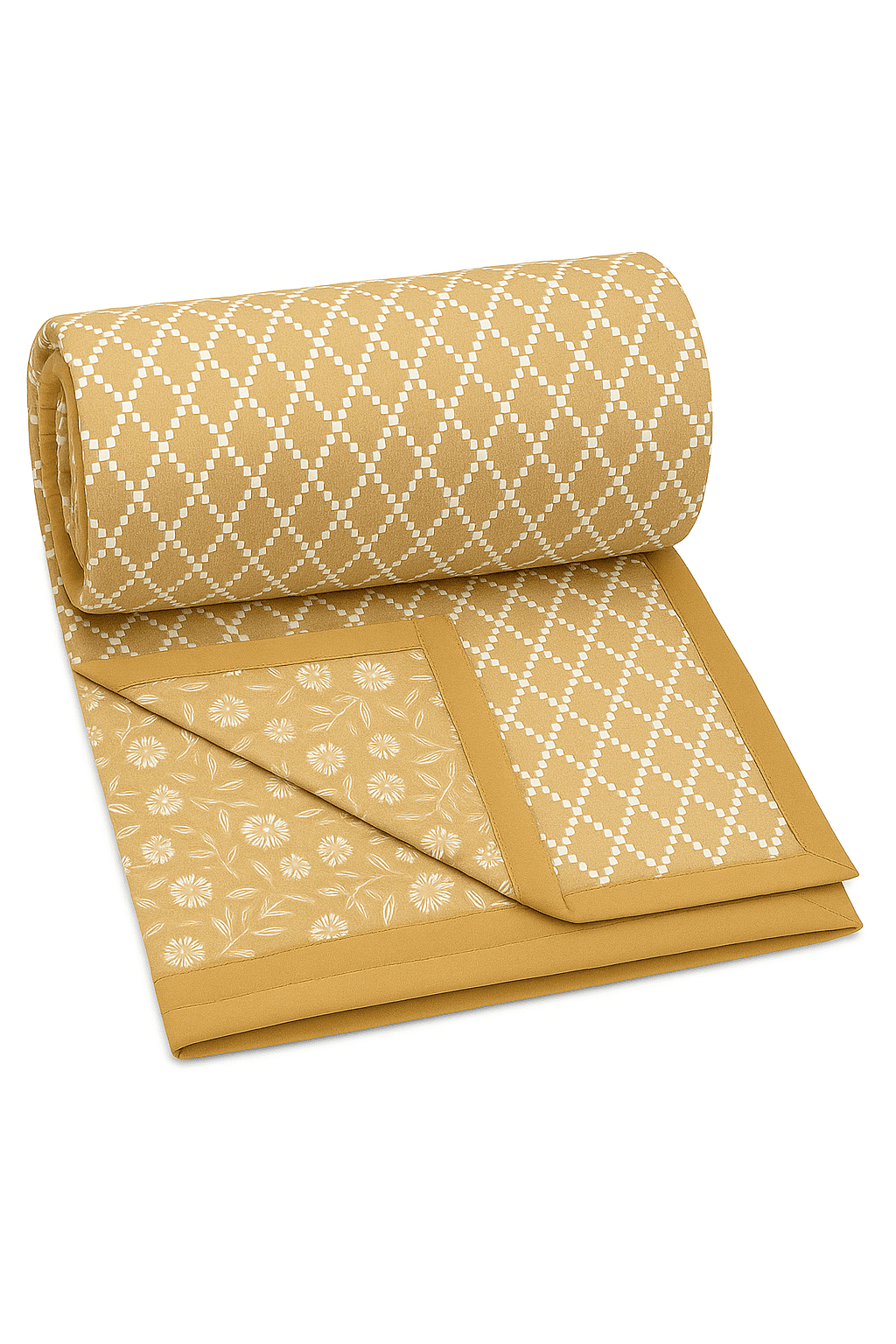 WonderWorks 100% Cotton Single Bed Dohar | Soft & Lightweight AC Blanket for All Weather | Reversible Design | 60 x 90 in. | Skin-Friendly | Ideal for Gift (Beige Geometric Reversible) - Image 2