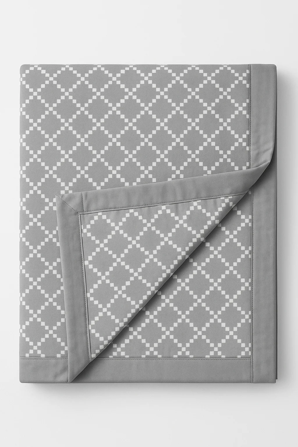 WonderWorks 100% Cotton Single Bed Dohar | Soft & Lightweight AC Blanket for All Weather | Reversible Design | 60 x 90 in. | Skin-Friendly | Ideal for Gift (Gray Geometric Single Side)