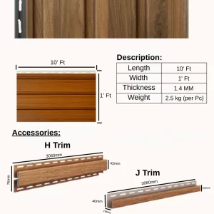 PVC Wall & Ceiling Panel for Home – 10 Running Feet (300 cm) Soffit | Waterproof Decorative Cladding | Low Maintenance 1 pcs. | 10 Years Warranty! (J Trim Accessories)