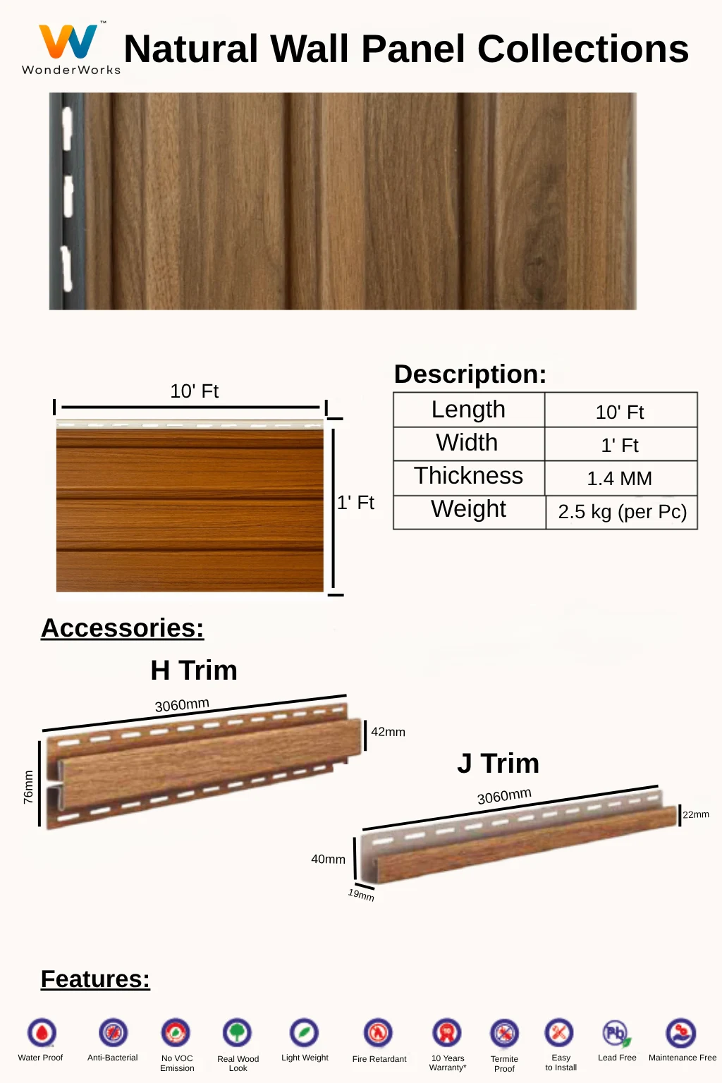 PVC Wall Panel | Soffit | Ceiling Panel | 3D Panel | Waterproof cladding | Low Maintenance | Home & Office use | 10 ft x 1 ft 300 cm x 30 cm | 120 inches x 12 inches | 10 square feet | 10 years warranty! | Design No. 101 - Image 11