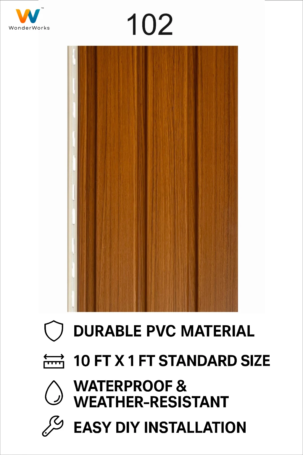 PVC Wall Panel | Soffit | Ceiling Panel | 3D Panel | Waterproof cladding | Low Maintenance | Home & Office use | 10 ft x 1 ft 300 cm x 30 cm | 120 inches x 12 inches |10 square feet | 10 years warranty! | Design No. 102 - Image 5