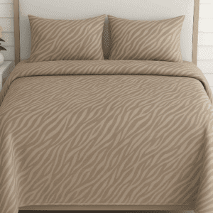 WonderWorks Bedsheet 100% Cotton 300 TC XXL Soft Super King Size for Double Bed, King Size 108 Inches X 108 Inches, 9 Feet, 275 X 275 cm with 2 Large Size Pillow Covers Freshiya (Beige Tiger Print)