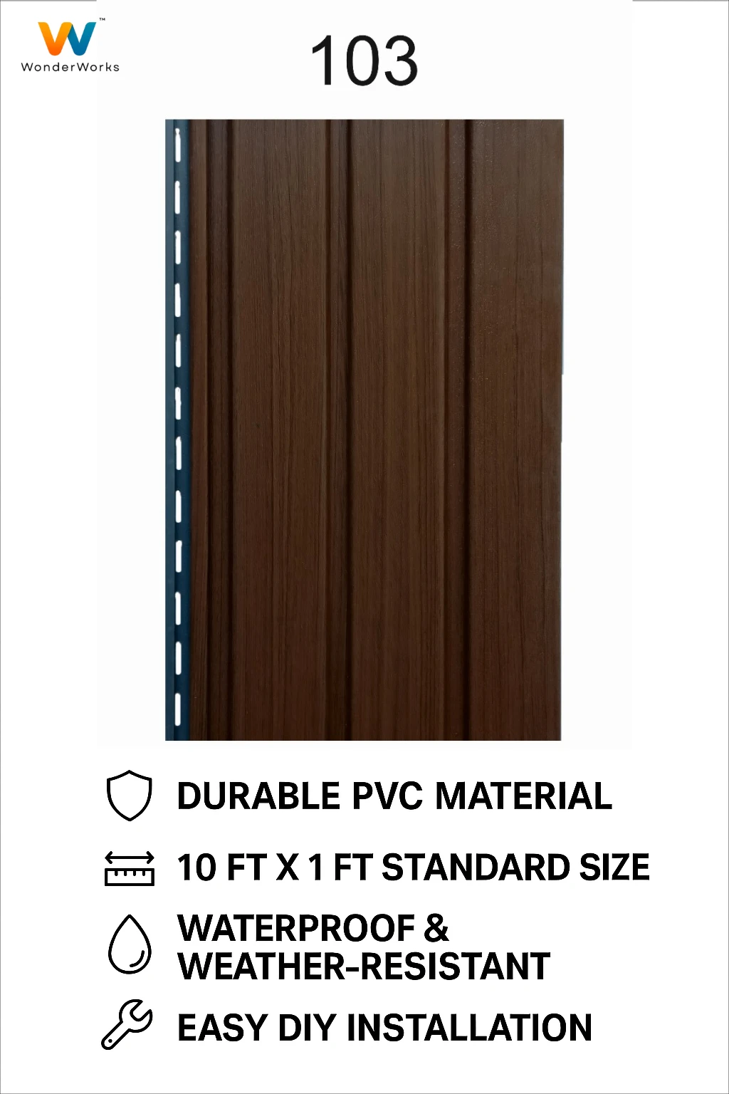 PVC Wall Panel | Soffit | Ceiling Panel | 3D Panel | Waterproof cladding | Low Maintenance | Home & Office use | 10 ft x 1 ft 300 cm x 30 cm | 120 inches x 12 inches |10 square feet | 10 years warranty! | Design No. 103 - Image 5