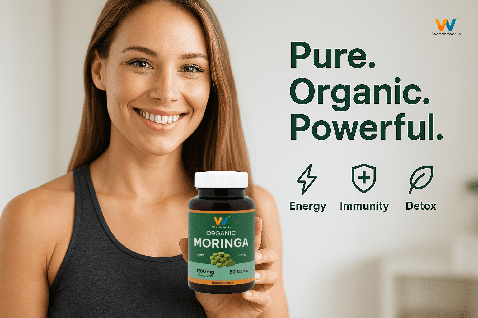 Wonderwork™ Organic Moringa Tablets – 1200mg Per Serving | Natural Energy, Immune Support & Detox | Rich in Vitamins, Minerals & Antioxidants | Non-GMO, Vegan, Gluten-Free | 60 Tablets - Image 9