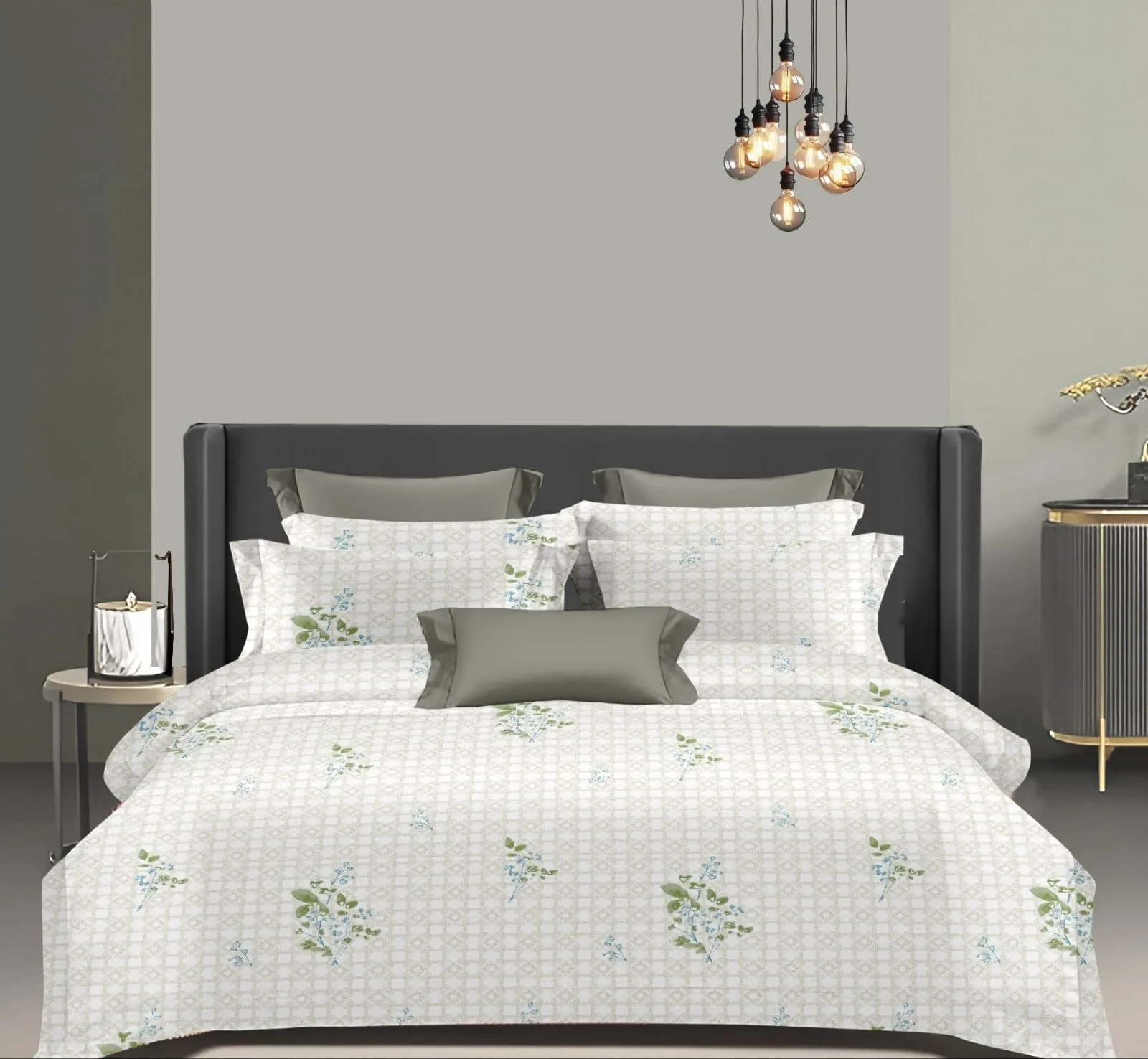 Wonderworks™ Cotton Bed Sheet for King Size Bed, 1 King Size Bedsheet Cotton (108 x 108 Inches) with 2 Pillow Covers, Premium 200 TC Bedsheet for Double Bed King Size, XXL Super King, Serene Flora (Blue)