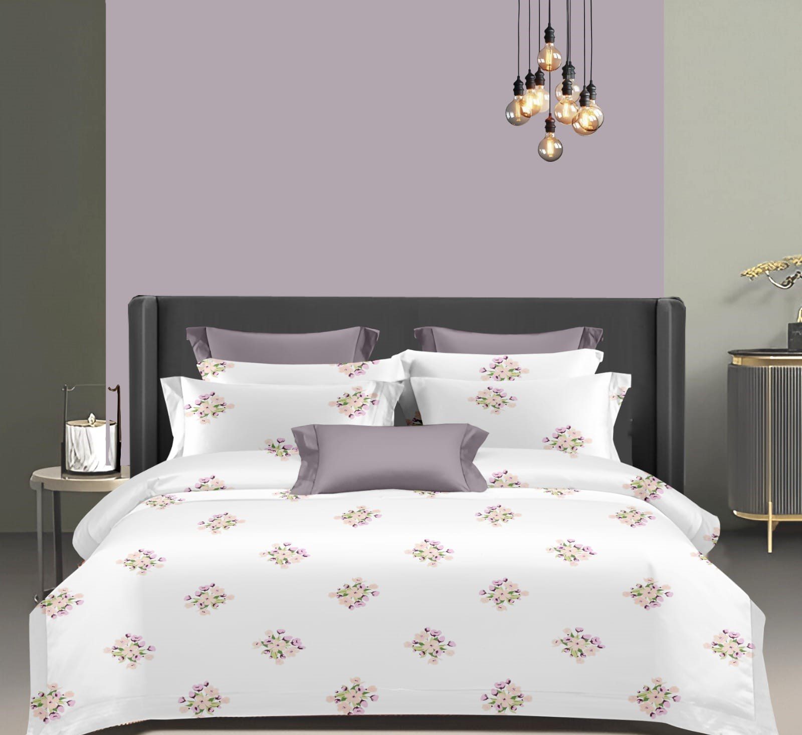 Wonderworks™ Cotton Bed Sheet for King Size Bed, 1 King Size Bedsheet Cotton (108 x 108 Inches) with 2 Pillow Covers, Premium 200 TC Bedsheet for Double Bed King Size, XXL Super King, Blossom (Lavender) - Image 2