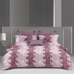Wonderworks™ Cotton Bed Sheet for King Size Bed, 1 King Size Bedsheet Cotton (108 x 108 Inches) with 2 Pillow Covers, Premium 144 TC Bedsheet for Double Bed King Size, XXL Super King, Vine Floral (Lavender)