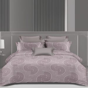Wonderworks™ Cotton Bed Sheet for King Size Bed, 1 King Size Bedsheet Cotton (108 x 108 Inches) with 2 Pillow Covers, Premium 144 TC Bedsheet for Double Bed King Size, XXL Super King, Luxury Orbit Arc (Mauve)