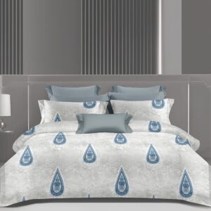 Wonderworks™ Cotton Bed Sheet for King Size Bed, 1 King Size Bedsheet Cotton (108 x 108 Inches) with 2 Pillow Covers, Premium 144 TC Bedsheet for Double Bed King Size, XXL Super King, Royal Paisley (Blue)