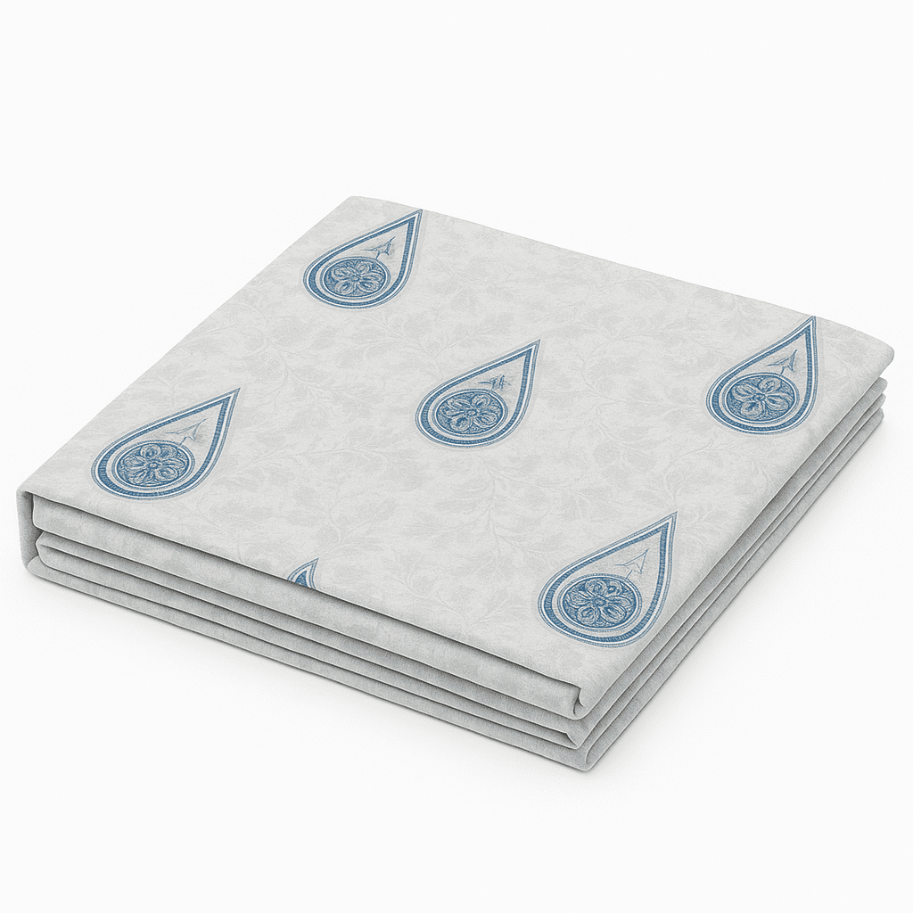 Wonderworks™ Cotton Bed Sheet for King Size Bed, 1 King Size Bedsheet Cotton (108 x 108 Inches) with 2 Pillow Covers, Premium 144 TC Bedsheet for Double Bed King Size, XXL Super King, Royal Paisley (Blue) - Image 3