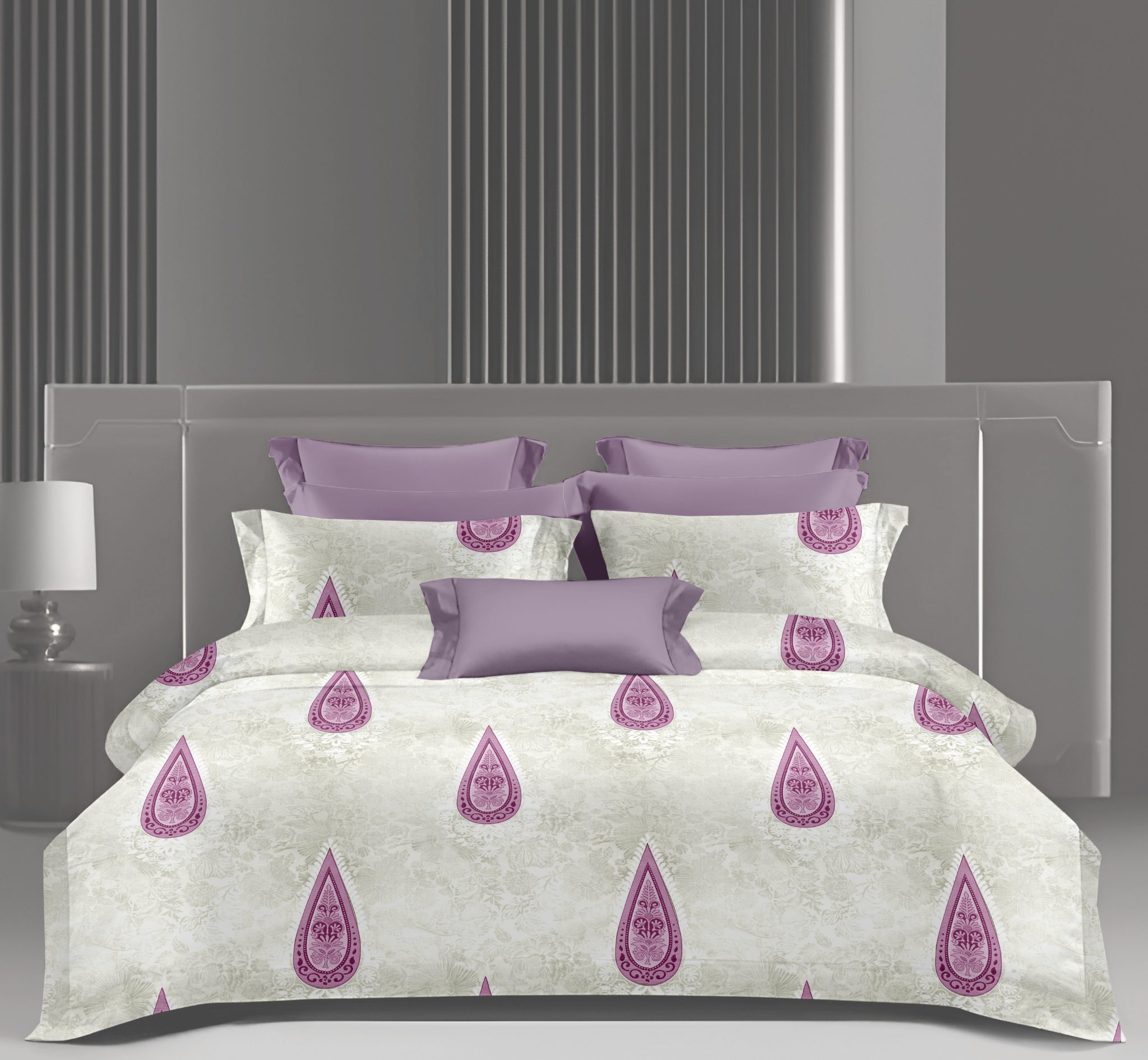 Wonderworks™ Cotton Bed Sheet for King Size Bed, 1 King Size Bedsheet Cotton (108 x 108 Inches) with 2 Pillow Covers, Premium 144 TC Bedsheet for Double Bed King Size, XXL Super King, Royal Paisley (Pink)