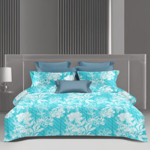 Wonderworks™ Cotton Bed Sheet for King Size Bed, 1 King Size Bedsheet Cotton (108 x 108 Inches) with 2 Pillow Covers, Premium 144 TC Bedsheet for Double Bed King Size, XXL Super King, Floral (Aqua Blue)