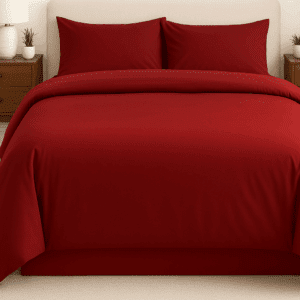 Wonderworks™ Cotton Premium 300 TC Bedsheet for King Size Bed,1 King Size Bedsheet 108 x 108 Inch, 2 Pillow Covers, XXL Super King, Soft, Breathable, Durable, Perfect for Gift, Maroon Colour