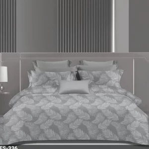 Wonderworks™ Cotton Bed Sheet for King Size Bed, 1 King Size Bedsheet Cotton (108 x 108 Inches) with 2 Pillow Covers, Premium 300 TC Bedsheet for Double Bed King Size, XXL Super King, Pastel Fern (Gray)