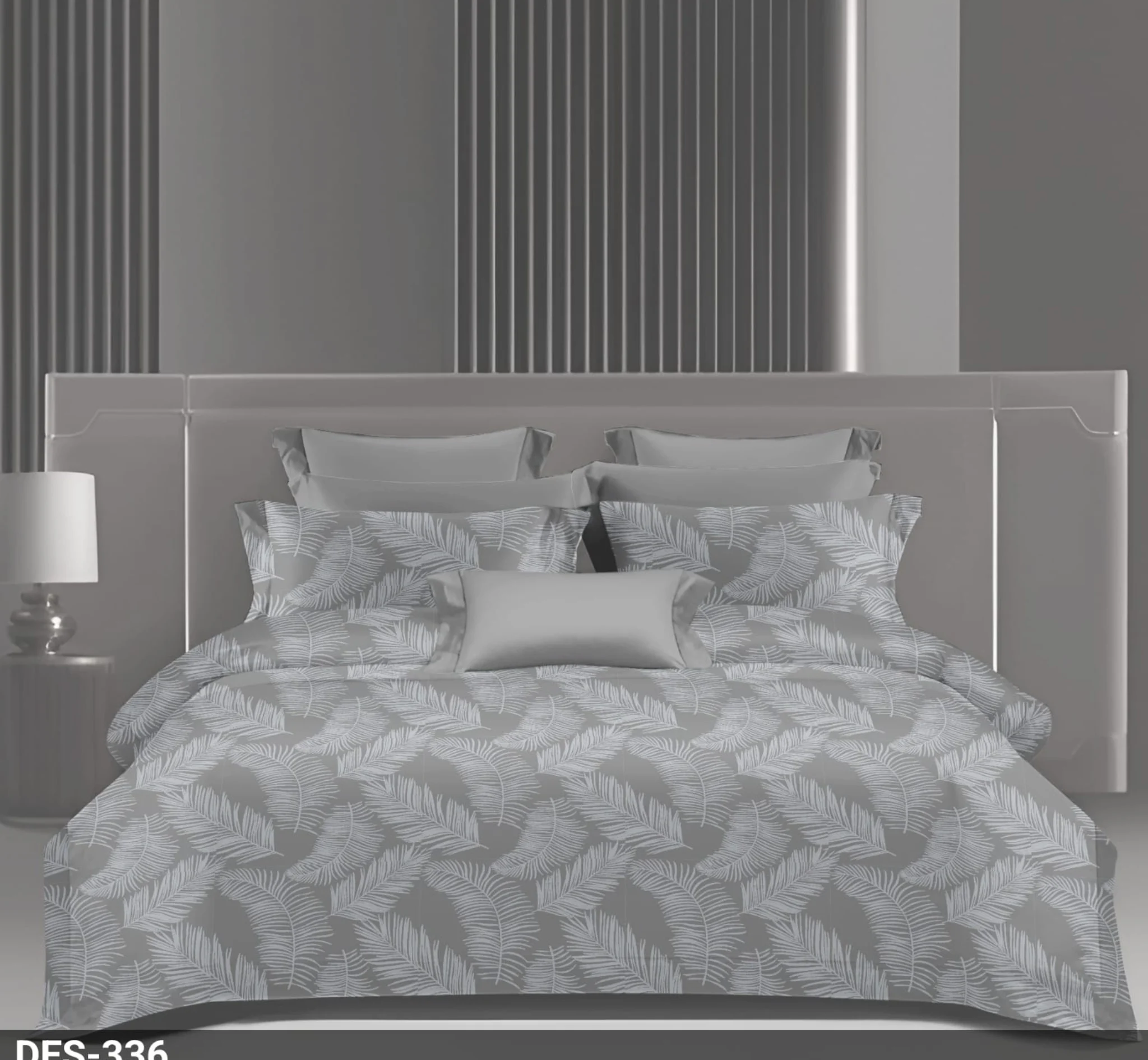 Wonderworks™ Cotton Bed Sheet for King Size Bed, 1 King Size Bedsheet Cotton (108 x 108 Inches) with 2 Pillow Covers, Premium 300 TC Bedsheet for Double Bed King Size, XXL Super King, Pastel Fern (Gray)