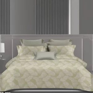 Wonderworks™ Cotton Bed Sheet for King Size Bed, 1 King Size Bedsheet Cotton (108 x 108 Inches) with 2 Pillow Covers, Premium 300 TC Bedsheet for Double Bed King Size, XXL Super King, Pastel Fern (Beige)
