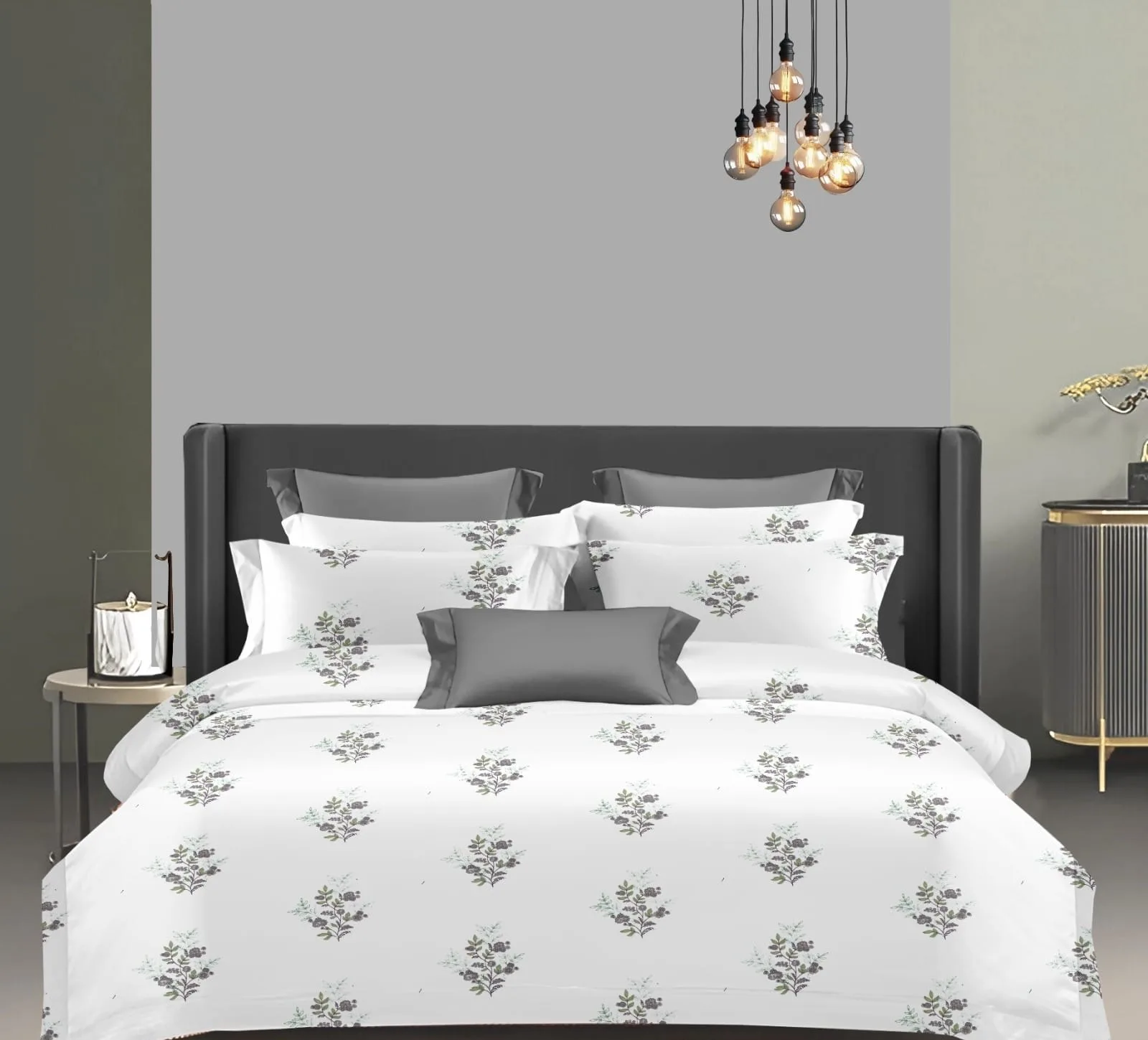 Wonderworks™ Cotton Bed Sheet for King Size Bed, 1 King Size Bedsheet Cotton (108 x 108 Inches) with 2 Pillow Covers, Premium 200 TC Bedsheet for Double Bed King Size, XXL Super King, Harmony (Gray)
