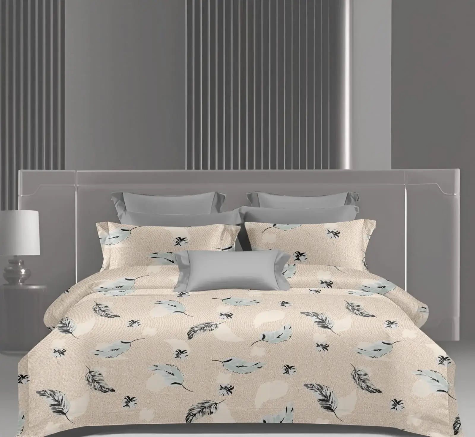 Wonderworks™ Cotton Bed Sheet for King Size Bed, 1 King Size Bedsheet Cotton (108 x 108 Inches) with 2 Pillow Covers, Premium 144 TC Bedsheet for Double Bed King Size, XXL Super King, Feather (Beige)