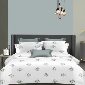 Wonderworks™ Cotton Bed Sheet for King Size Bed, 1 King Size Bedsheet Cotton (108 x 108 Inches) with 2 Pillow Covers, Premium 200 TC Bedsheet for Double Bed King Size, XXL Super King, Blossom (Blue)