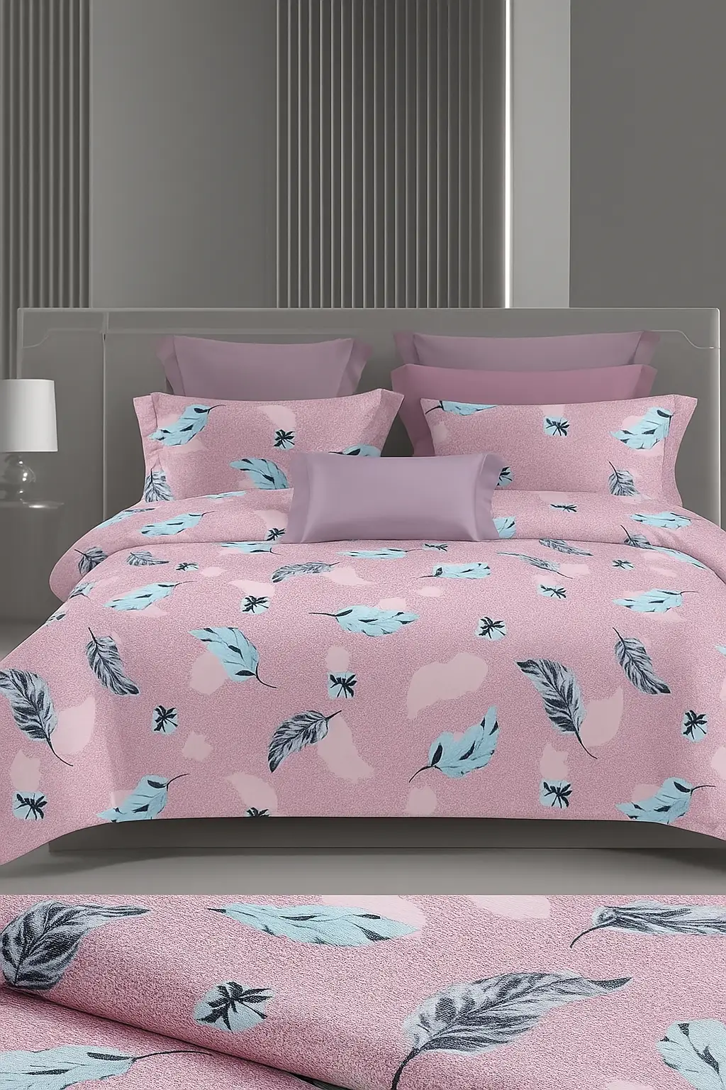 Wonderworks™ Cotton Bed Sheet for King Size Bed, 1 King Size Bedsheet Cotton (108 x 108 Inches) with 2 Pillow Covers, Premium 144 TC Bedsheet for Double Bed King Size, XXL Super King, Feather (Mauve) - Image 3