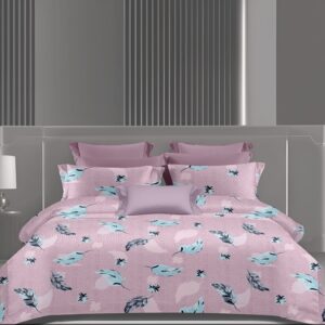 Wonderworks™ Cotton Bed Sheet for King Size Bed, 1 King Size Bedsheet Cotton (108 x 108 Inches) with 2 Pillow Covers, Premium 144 TC Bedsheet for Double Bed King Size, XXL Super King, Feather (Mauve)