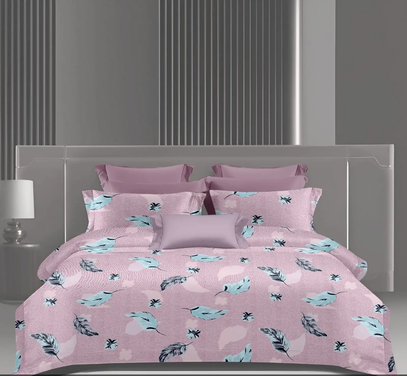 Wonderworks™ Cotton Bed Sheet for King Size Bed, 1 King Size Bedsheet Cotton (108 x 108 Inches) with 2 Pillow Covers, Premium 144 TC Bedsheet for Double Bed King Size, XXL Super King, Feather (Mauve)