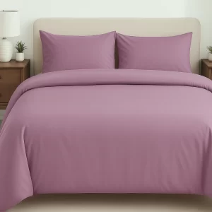 Wonderworks™ Cotton Premium 300 TC Bedsheet for King Size Bed,1 King Size Bedsheet 108 x 108 Inch, 2 Pillow Covers, XXL Super King, Soft, Breathable, Durable, Perfect for Gift, Mauve Colour