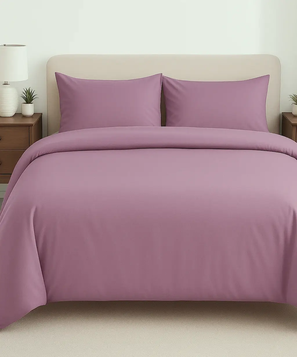 Wonderworks™ Cotton Premium 300 TC Bedsheet for King Size Bed,1 King Size Bedsheet 108 x 108 Inch, 2 Pillow Covers, XXL Super King, Soft, Breathable, Durable, Perfect for Gift, Mauve Colour
