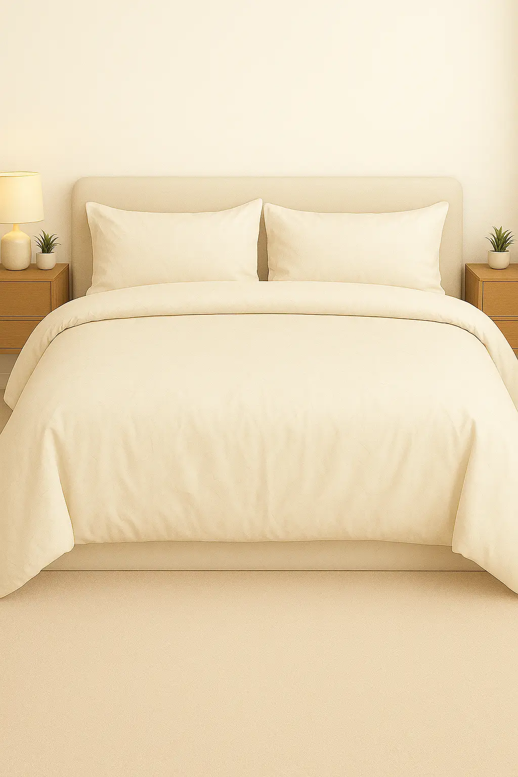 Wonderworks™ Cotton Premium 300 TC Bedsheet for King Size Bed,1 King Size Bedsheet 108 x 108 Inch, 2 Pillow Covers, XXL Super King, Soft, Breathable, Durable, Perfect for Gift, Off White Colour
