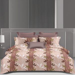 Wonderworks™ Cotton Bed Sheet for King Size Bed, 1 King Size Bedsheet Cotton (108 x 108 Inches) with 2 Pillow Covers, Premium 144 TC Bedsheet for Double Bed King Size, XXL Super King, Vine Floral (Peach)