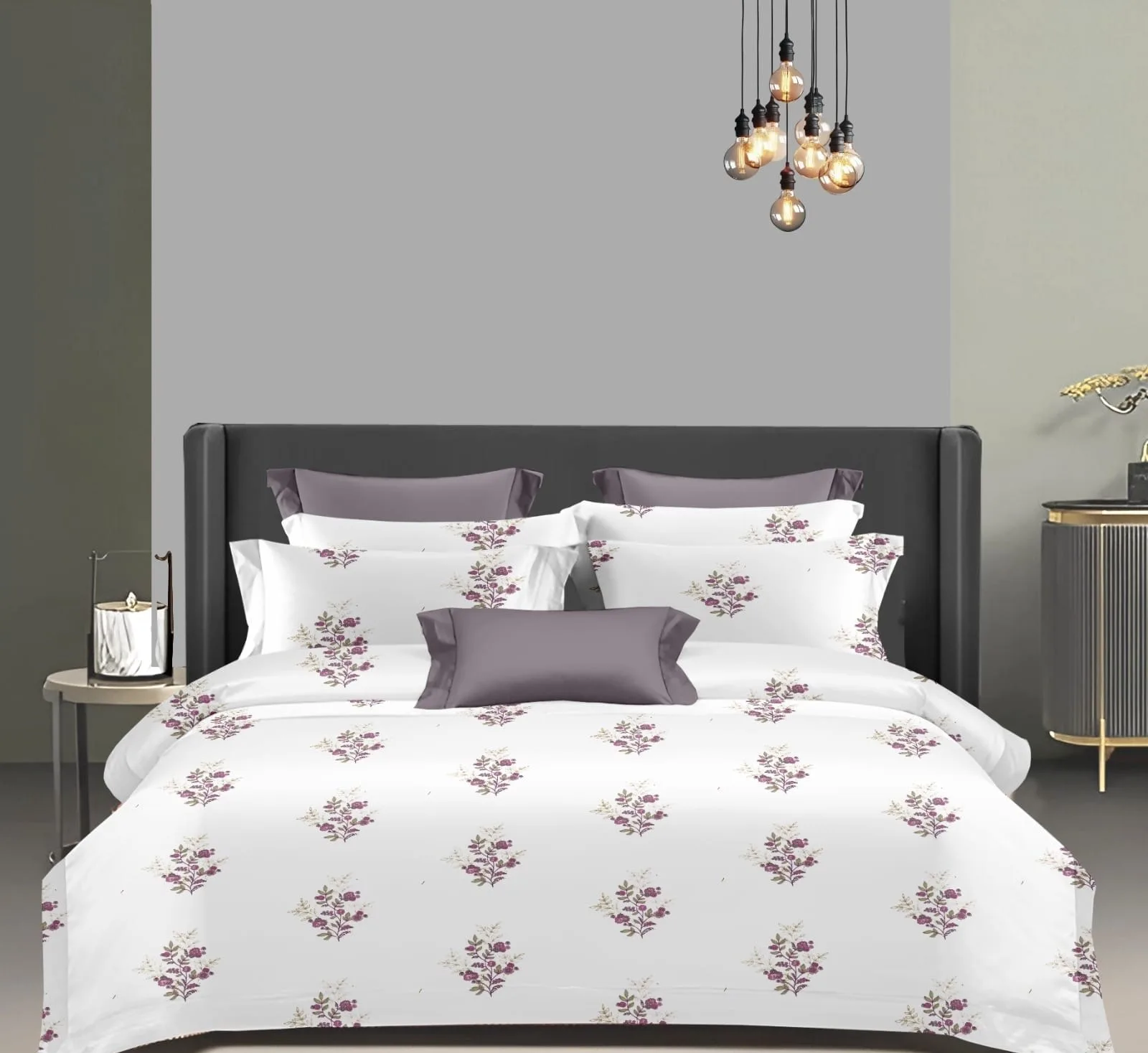 Wonderworks™ Cotton Bed Sheet for King Size Bed, 1 King Size Bedsheet Cotton (108 x 108 Inches) with 2 Pillow Covers, Premium 200 TC Bedsheet for Double Bed King Size, XXL Super King, Harmony (Lavender)