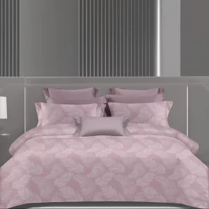 Wonderworks™ Cotton Bed Sheet for King Size Bed, 1 King Size Bedsheet Cotton (108 x 108 Inches) with 2 Pillow Covers, Premium 300 TC Bedsheet for Double Bed King Size, XXL Super King, Pastel Fern (Mauve)