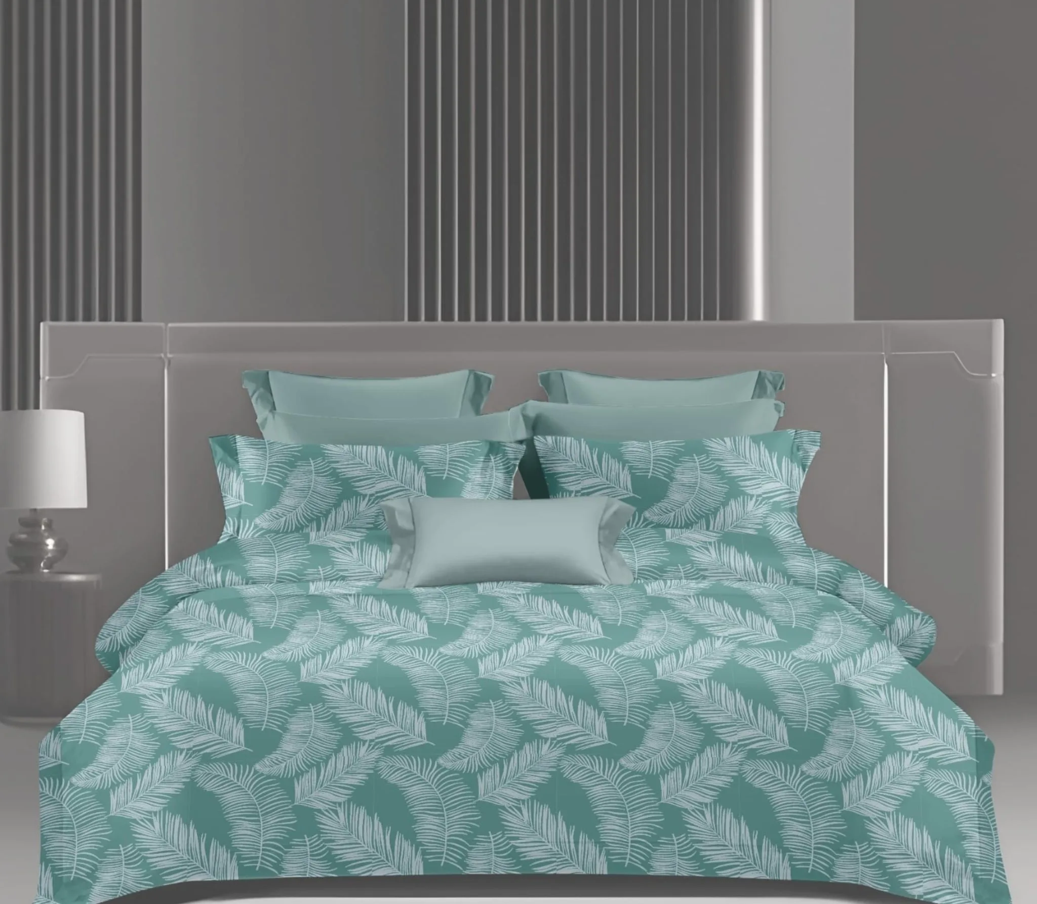 Wonderworks™ Cotton Bed Sheet for King Size Bed, 1 King Size Bedsheet Cotton (108 x 108 Inches) with 2 Pillow Covers, Premium 300 TC Bedsheet for Double Bed King Size, XXL Super King, Pastel Fern (Sea Green)