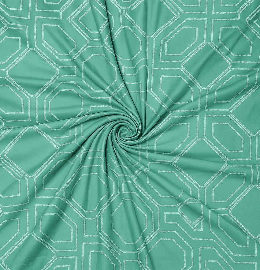 Wonderworks™ Cotton Bed Sheet for King Size Bed, 1 King Size Bedsheet Cotton (108 x 108 Inches) with 2 Pillow Covers, Premium 300 TC Bedsheet for Double Bed King Size, XXL Super King, Geometric (Sea Green) - Image 2