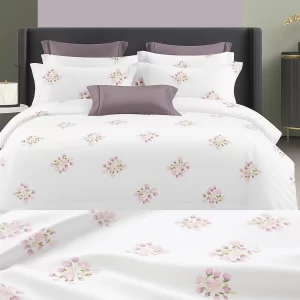 Wonderworks™ Cotton Bed Sheet for King Size Bed, 1 King Size Bedsheet Cotton (108 x 108 Inches) with 2 Pillow Covers, Premium 200 TC Bedsheet for Double Bed King Size, XXL Super King, Blossom (Lavender)