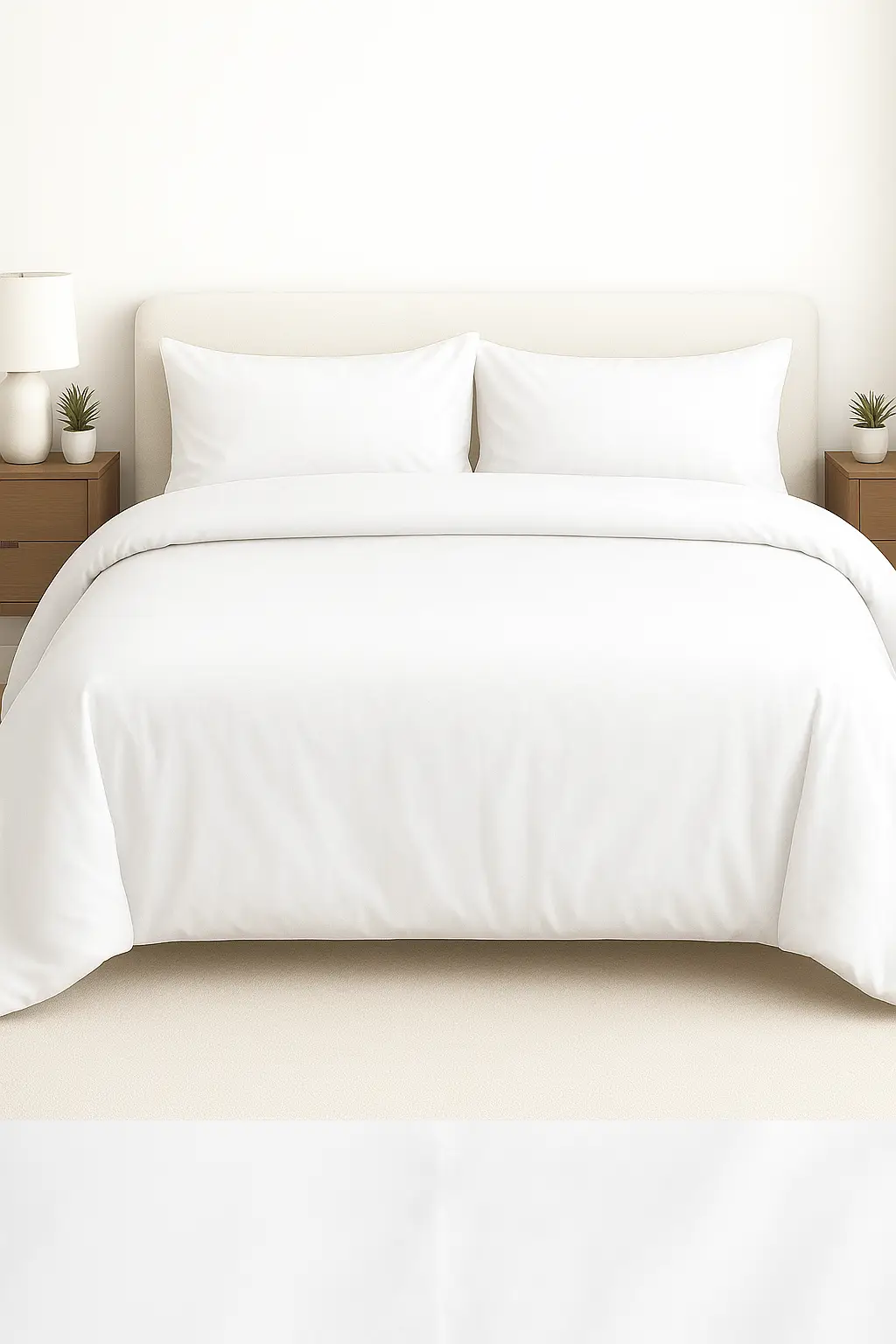 Wonderworks™ Cotton Premium 300 TC Bedsheet for King Size Bed,1 King Size Bedsheet 108 x 108 Inch, 2 Pillow Covers, XXL Super King, Soft, Breathable, Durable, Perfect for Gift, White Colour
