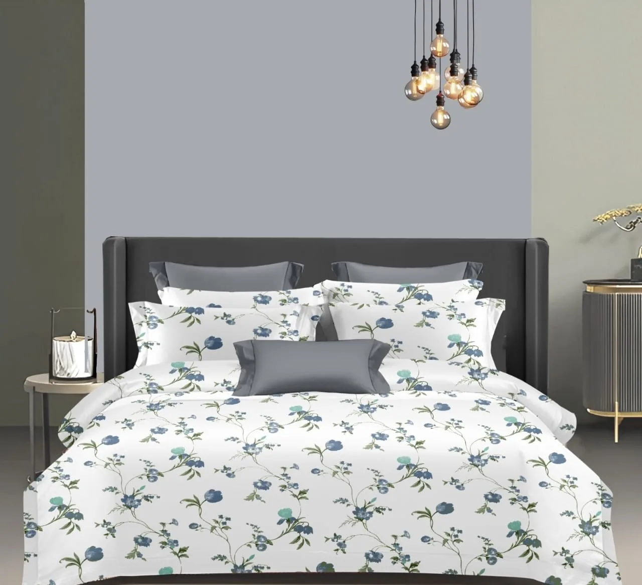 Wonderworks™ Cotton Bed Sheet for King Size Bed, 1 King Size Bedsheet Cotton (108 x 108 Inches) with 2 Pillow Covers, Premium 200 TC Bedsheet for Double Bed King Size, XXL Super King, Orchid (Blue)