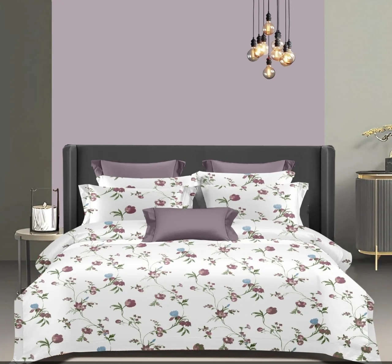 Wonderworks™ Cotton Bed Sheet for King Size Bed, 1 King Size Bedsheet Cotton (108 x 108 Inches) with 2 Pillow Covers, Premium 200 TC Bedsheet for Double Bed King Size, XXL Super King, Orchid (Mauve)