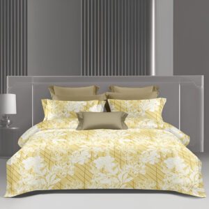 Wonderworks™ Cotton Bed Sheet for King Size Bed, 1 King Size Bedsheet Cotton (108 x 108 Inches) with 2 Pillow Covers, Premium 144 TC Bedsheet for Double Bed King Size, XXL Super King, Floral (Yellow)