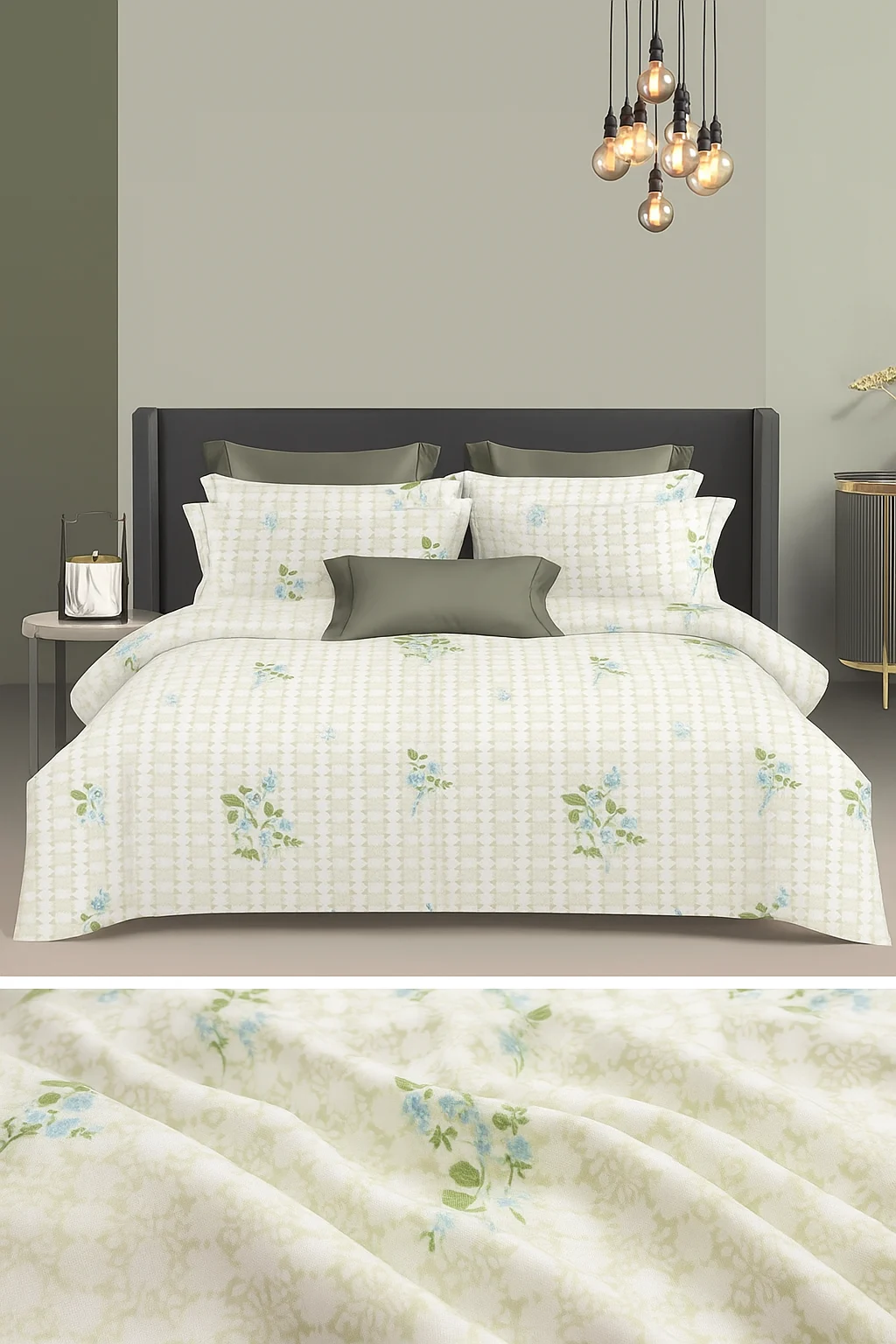 Wonderworks™ Cotton Bed Sheet for King Size Bed, 1 King Size Bedsheet Cotton (108 x 108 Inches) with 2 Pillow Covers, Premium 200 TC Bedsheet for Double Bed King Size, XXL Super King, Serene Flora (Blue) - Image 2