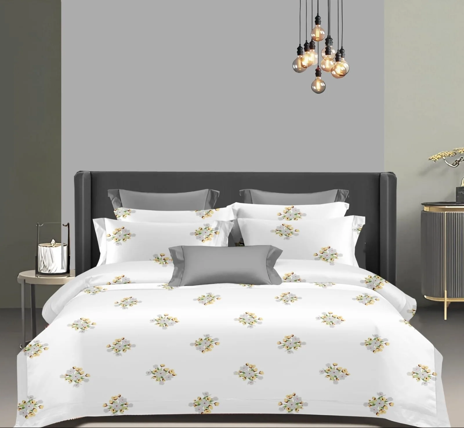 Wonderworks™ Cotton Bed Sheet for King Size Bed, 1 King Size Bedsheet Cotton (108 x 108 Inches) with 2 Pillow Covers, Premium 200 TC Bedsheet for Double Bed King Size, XXL Super King, Blossom (Yellow)